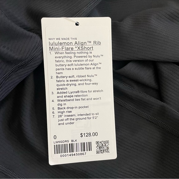 NWT Lululemon Align Ribbed Mini-Flared Pant *Extra Short 28” Black Size 0 - Picture 5 of 10